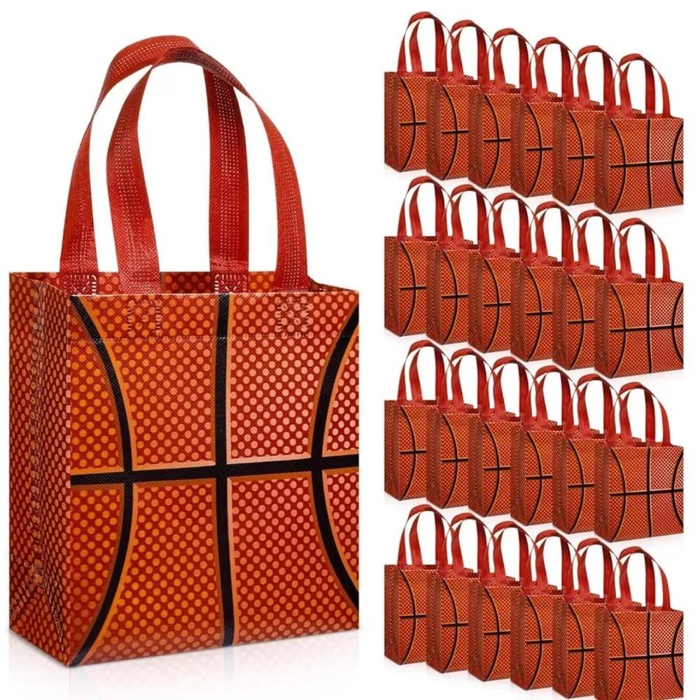 Huhumy 24 Pcs Basketball Party Favor Bags Treat Goodie Gift Bags with Handles